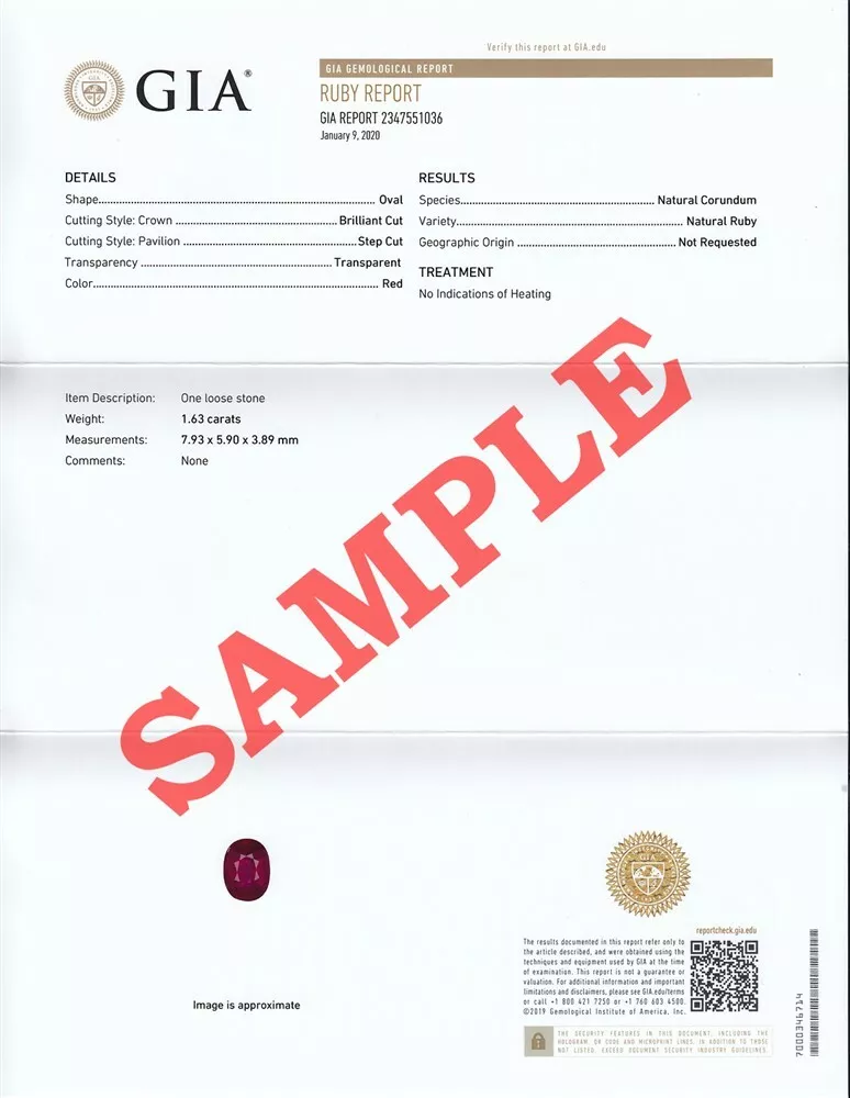 GIA Colored Stone Report & Origin Report - x1 Gemstone