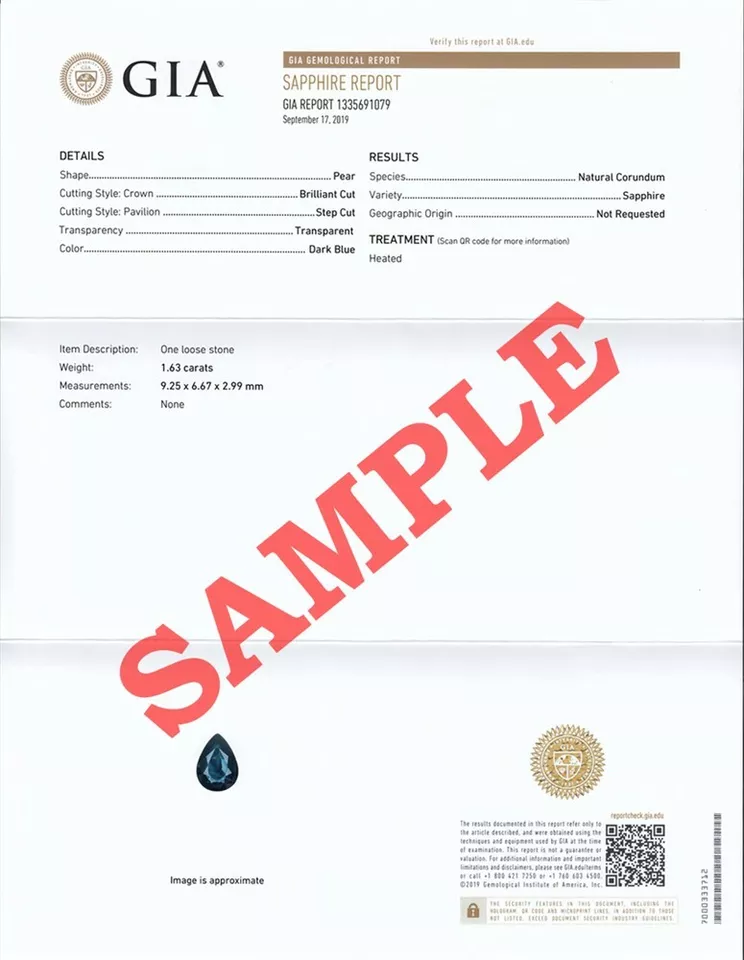 GIA Colored Stone Report & Origin Report - x1 Gemstone