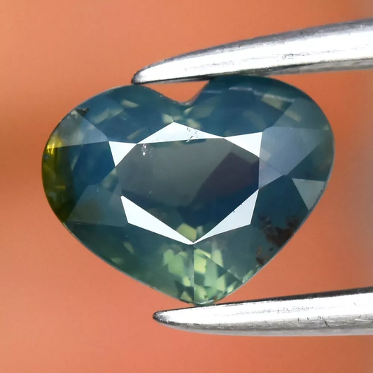 0.72ct Heart Unheated Natural Blue-Green Sapphire - Madagascar