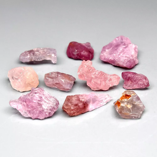 30.66ct Natural Burma Spinel Rough Lot – 10x piece- Multi-Color