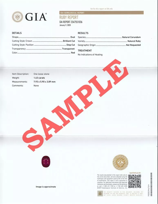 GIA Colored Stone Report & Origin Report - x1 Gemstone