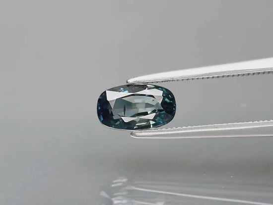 Video showcase of 1.25ct Cushion Unheated Greenish Blue Sapphire, Madagascar - VS