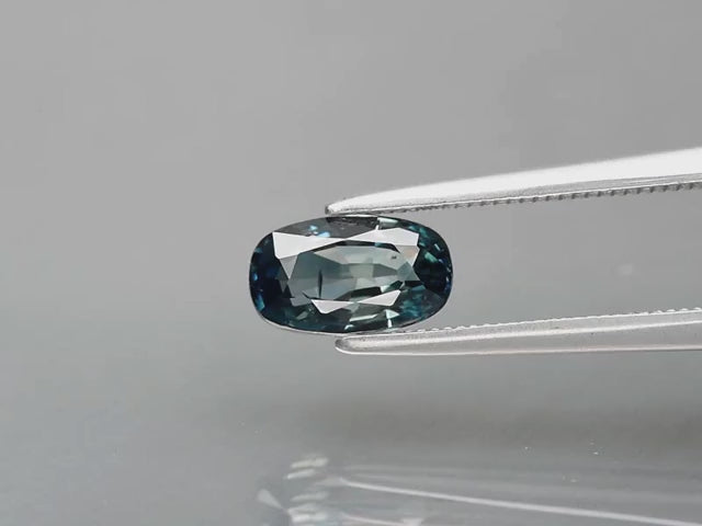 Video showcase of 1.25ct Cushion Unheated Greenish Blue Sapphire, Madagascar - VS
