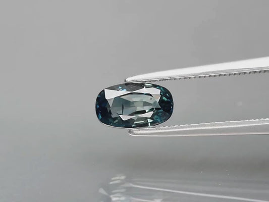 Video showcase of 1.25ct Cushion Unheated Greenish Blue Sapphire, Madagascar - VS